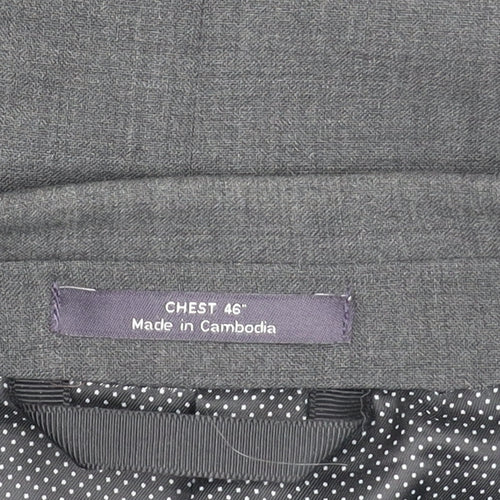 Marks and Spencer Men’s Grey Wool Blend Suit Jacket 46 Chest 3XL