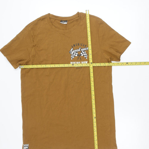 Alphar One Mens Brown XL Graphic Sports Racing T-Shirt