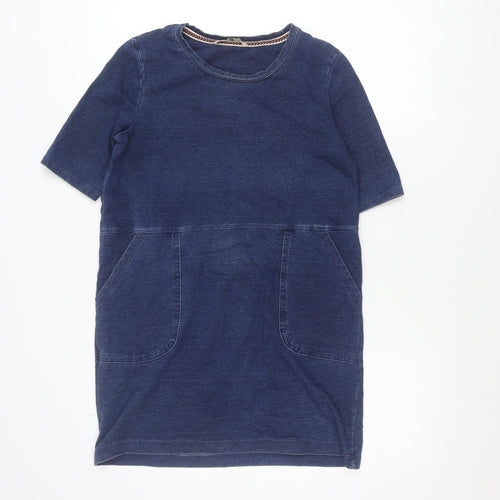 Tu Women’s Blue Denim Shift Dress Size 8 Knee Length Cotton Blend