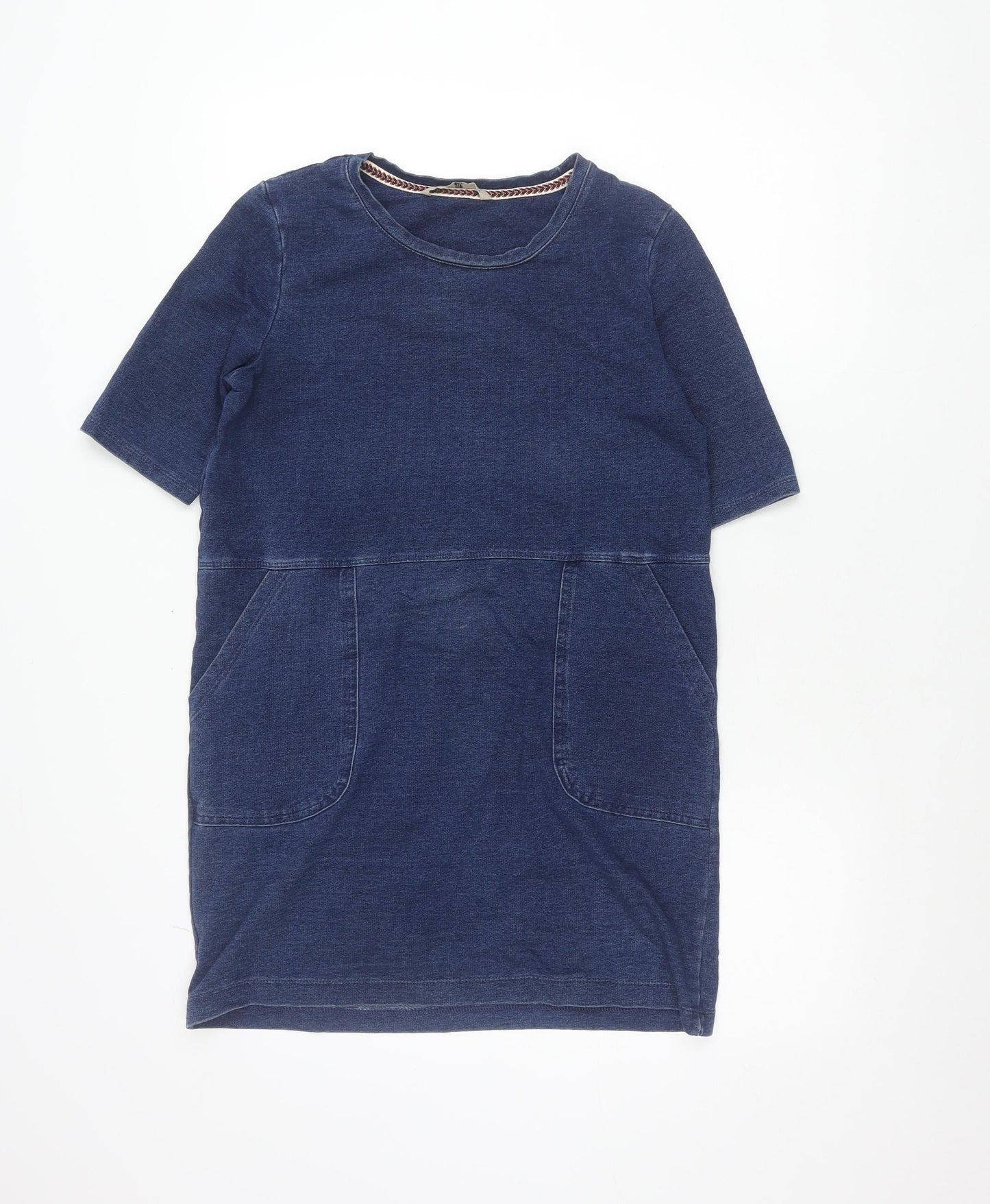 Tu Women’s Blue Denim Shift Dress Size 8 Knee Length Cotton Blend