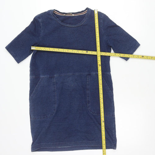 Tu Women’s Blue Denim Shift Dress Size 8 Knee Length Cotton Blend