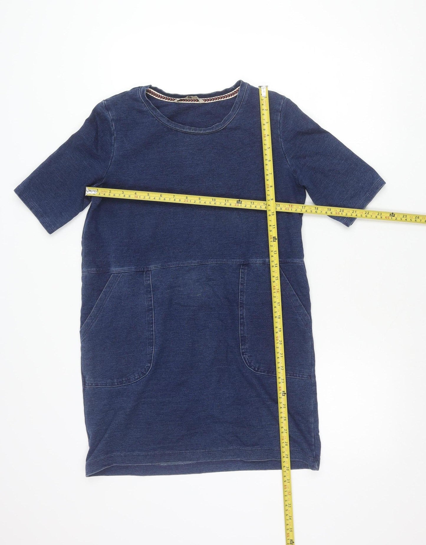 Tu Women’s Blue Denim Shift Dress Size 8 Knee Length Cotton Blend