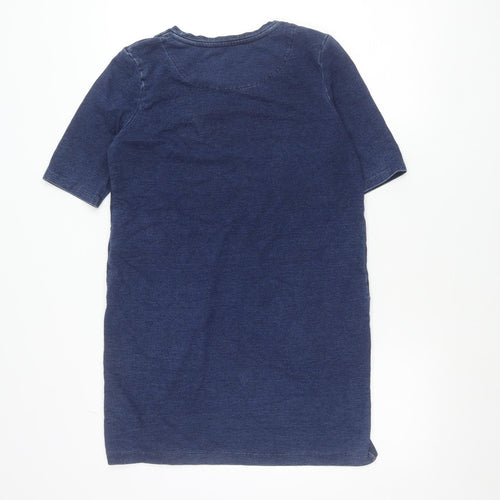 Tu Women’s Blue Denim Shift Dress Size 8 Knee Length Cotton Blend