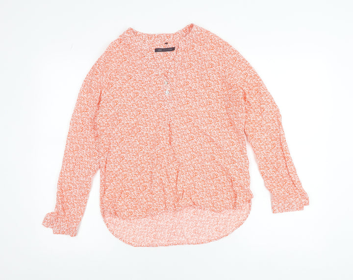 Marks and Spencer Womens Orange Floral Viscose Blouse Size 10