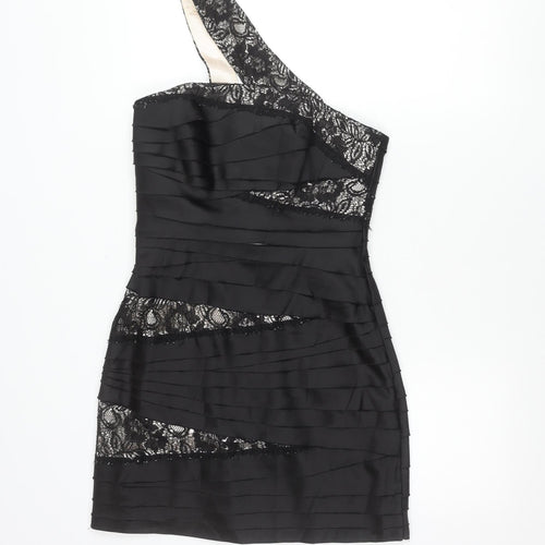 Red Herring Women’s Black One Shoulder Lace Bodycon Dress Size 10