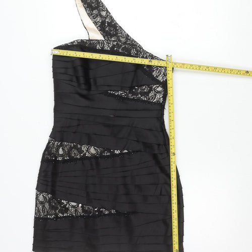 Red Herring Women’s Black One Shoulder Lace Bodycon Dress Size 10