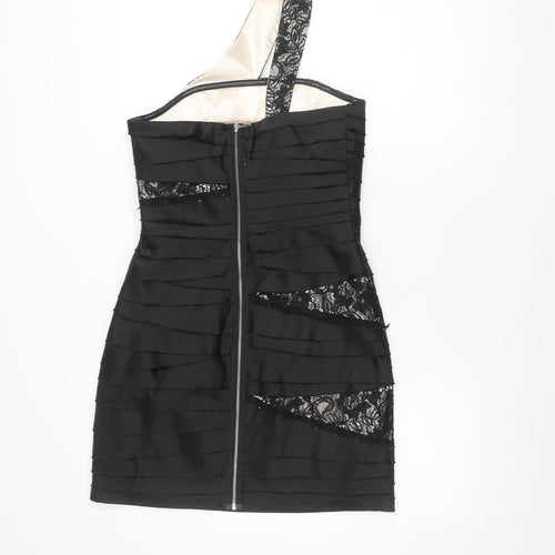 Red Herring Women’s Black One Shoulder Lace Bodycon Dress Size 10
