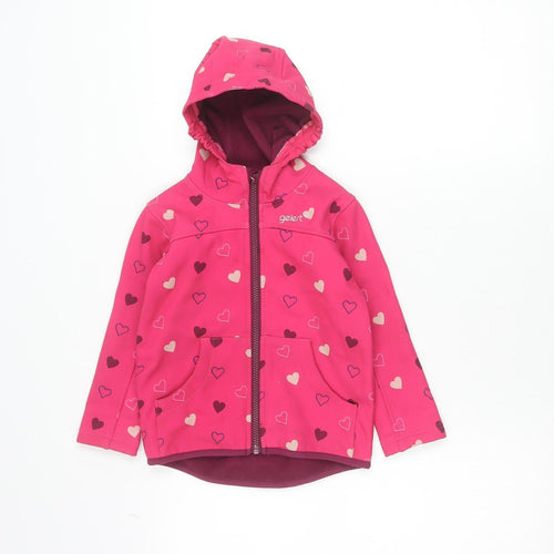 Gelert Girls Pink Heart Soft Shell Jacket Hooded 4 Years Outdoor Coat