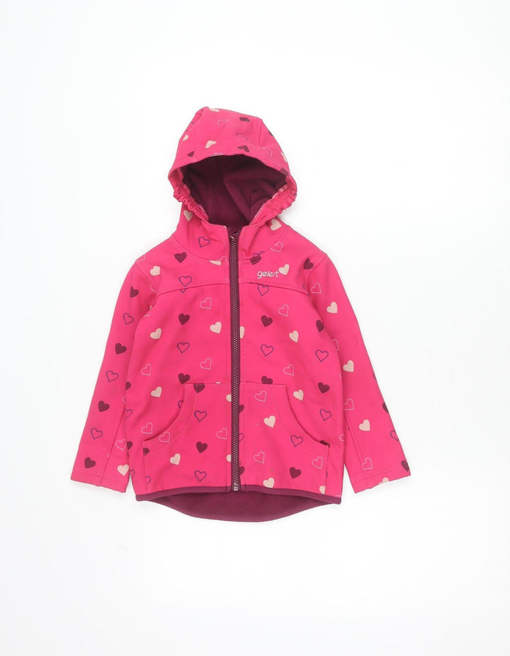 Gelert Girls Pink Heart Soft Shell Jacket Hooded 4 Years Outdoor Coat