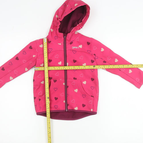 Gelert Girls Pink Heart Soft Shell Jacket Hooded 4 Years Outdoor Coat