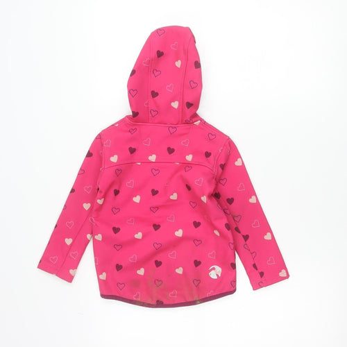Gelert Girls Pink Heart Soft Shell Jacket Hooded 4 Years Outdoor Coat