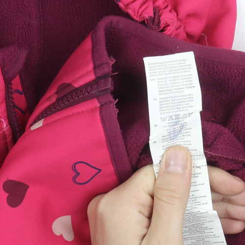 Gelert Girls Pink Heart Soft Shell Jacket Hooded 4 Years Outdoor Coat