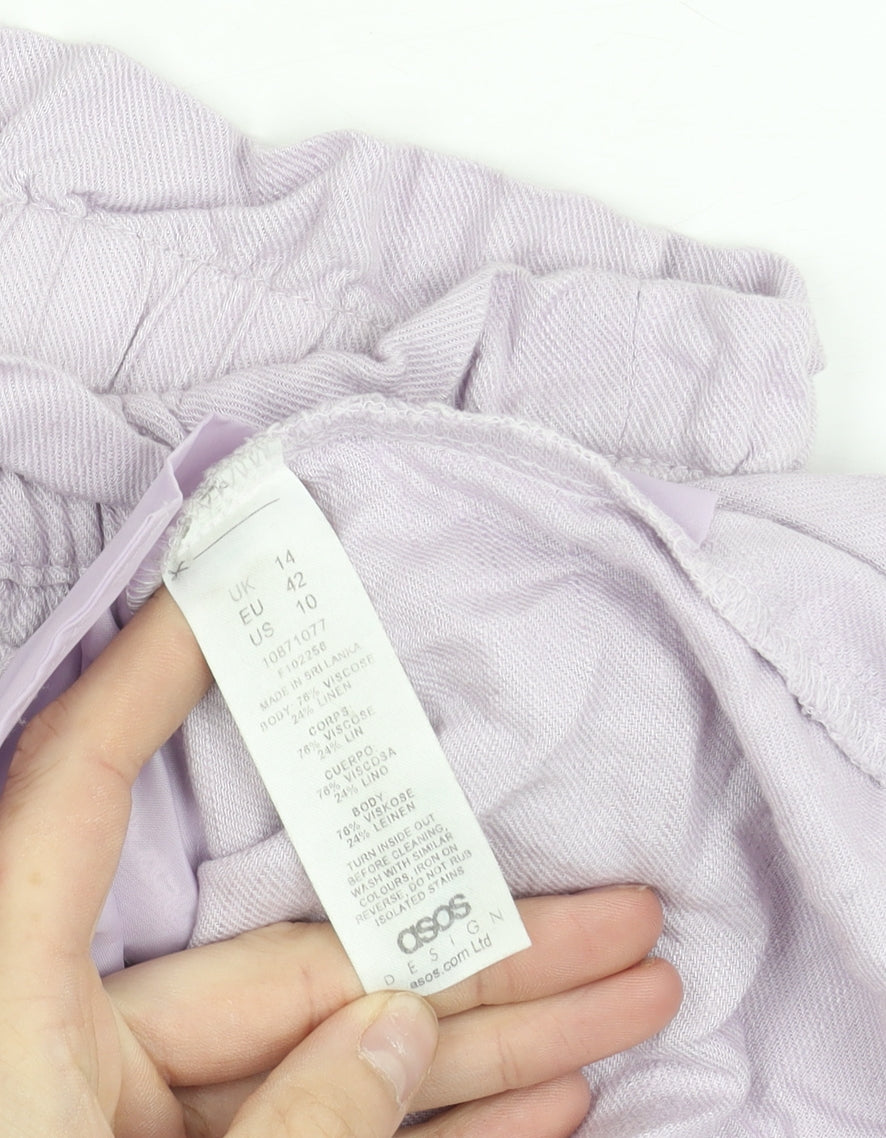 ASOS Design Women’s Purple Linen Blend Tall Culotte Shorts Size 14