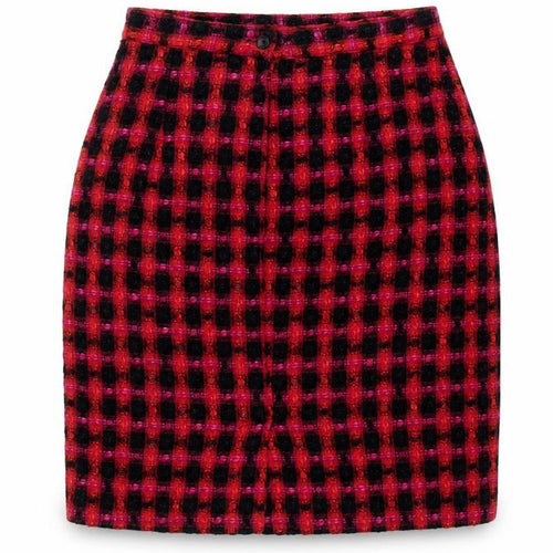 Debenhams Women’s Red Black Check Pencil Skirt Size 14 Wool Blend