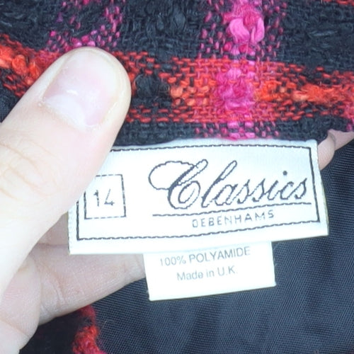 Debenhams Women’s Red Black Check Pencil Skirt Size 14 Wool Blend