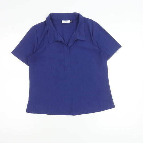 Adini Women Blue Cotton Polo Shirt Size S Short Sleeve Casual