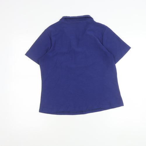 Adini Women Blue Cotton Polo Shirt Size S Short Sleeve Casual