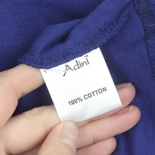 Adini Women Blue Cotton Polo Shirt Size S Short Sleeve Casual