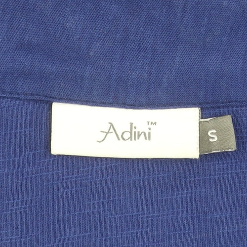 Adini Women Blue Cotton Polo Shirt Size S Short Sleeve Casual