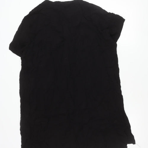 H&M Women Black Viscose Shift Dress Size 16 Short Sleeve