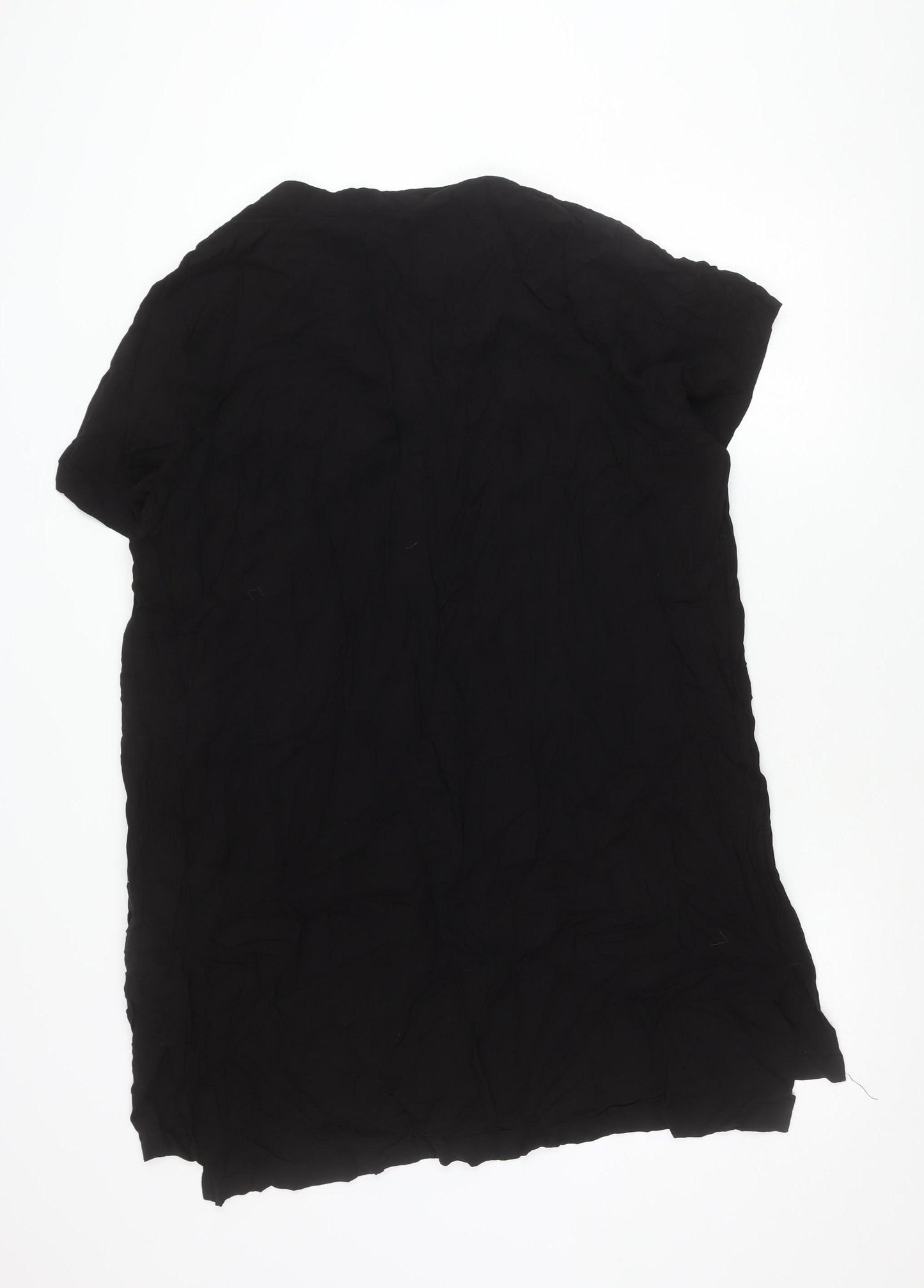 H&M Women Black Viscose Shift Dress Size 16 Short Sleeve