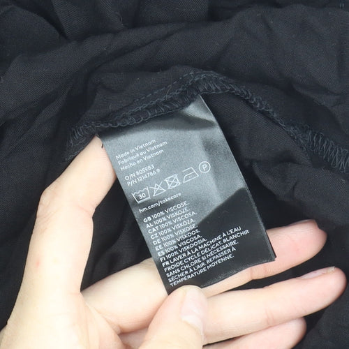 H&M Women Black Viscose Shift Dress Size 16 Short Sleeve