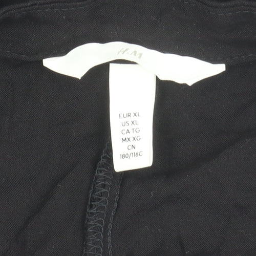 H&M Women Black Viscose Shift Dress Size 16 Short Sleeve