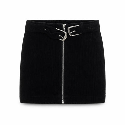 Topshop Women’s Black Corduroy Short Skirt UK 4 Petite Zip Buckle