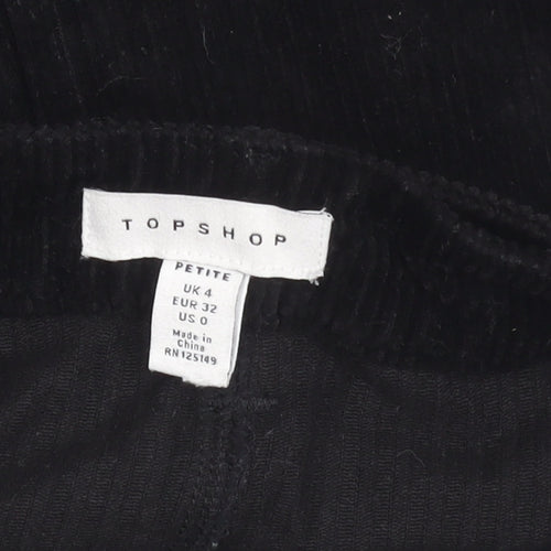 Topshop Women’s Black Corduroy Short Skirt UK 4 Petite Zip Buckle