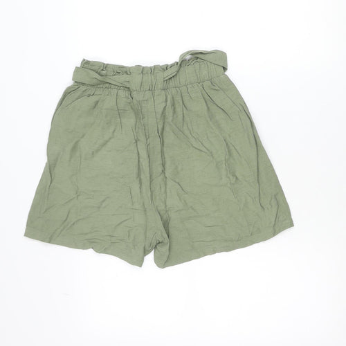 New Look Women’s Green Paperbag Shorts Size 12 Viscose Blend