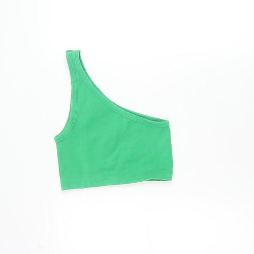Zara Women’s Green One Shoulder Cropped Tank Top XS