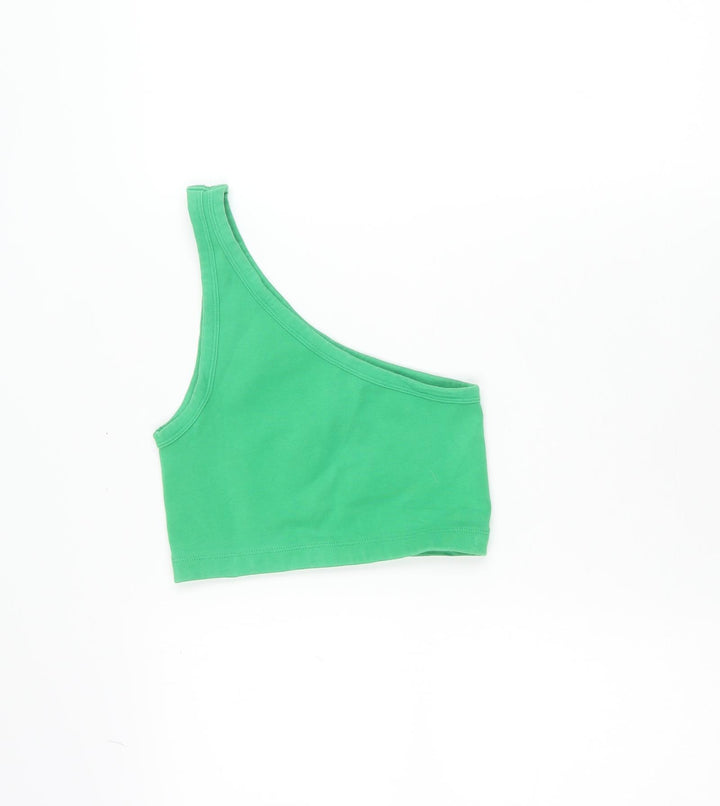 Zara Women’s Green One Shoulder Cropped Tank Top XS
