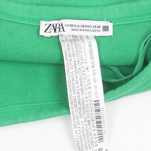 Zara Women’s Green One Shoulder Cropped Tank Top XS