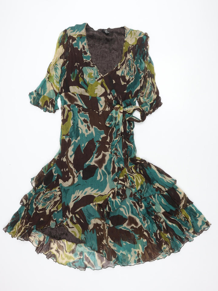 Chilli Pepper Women’s Floral Asymmetric Fit & Flare Dress UK 12