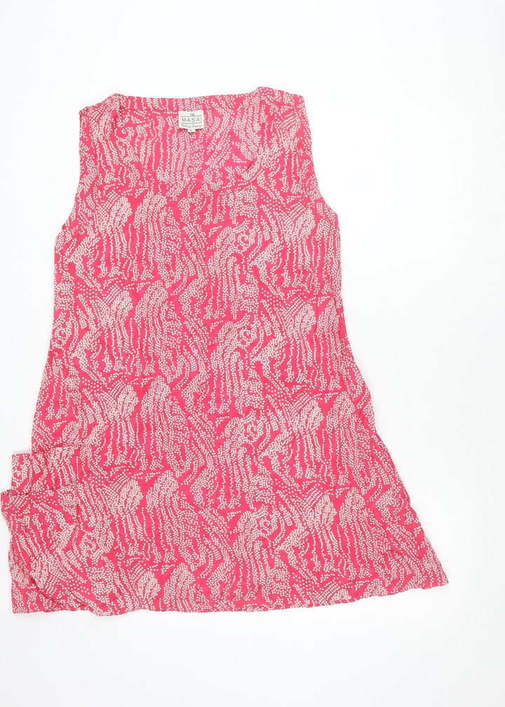 Masai Women Pink Polka Dot Viscose Sleeveless Shift Dress L