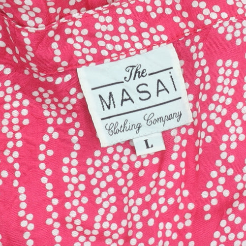 Masai Women Pink Polka Dot Viscose Sleeveless Shift Dress L
