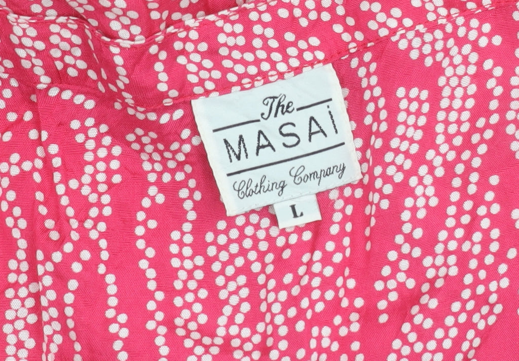 Masai Women Pink Polka Dot Viscose Sleeveless Shift Dress L