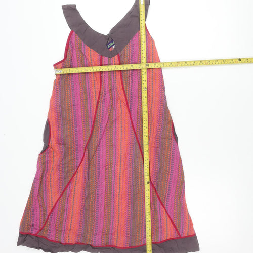 Mangalam Womens Multicoloured Cotton Trapeze Swing Dress M/L Boho Summer