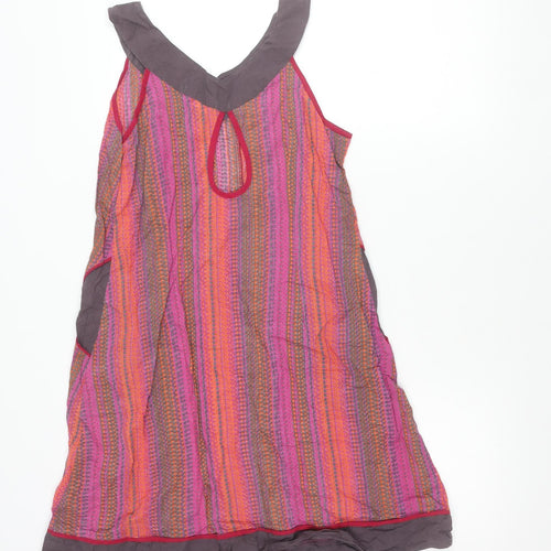 Mangalam Womens Multicoloured Cotton Trapeze Swing Dress M/L Boho Summer