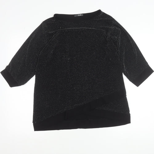 Quiz Women’s Black Glitter Tunic Blouse Size 12 Party Top