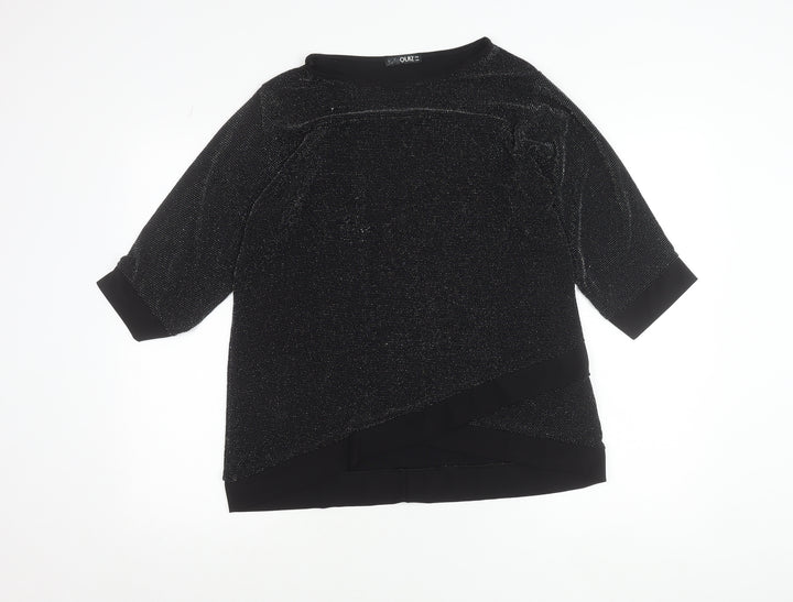 Quiz Women’s Black Glitter Tunic Blouse Size 12 Party Top