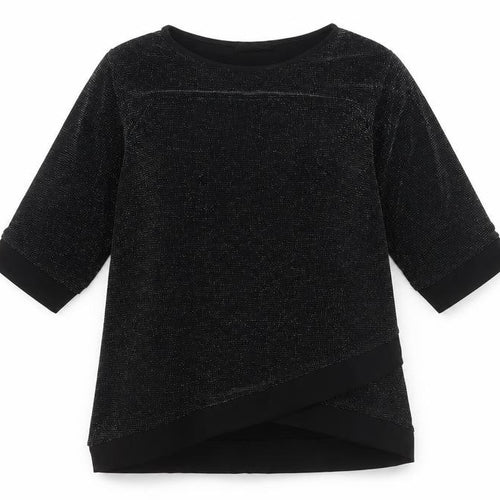 Quiz Women’s Black Glitter Tunic Blouse Size 12 Party Top