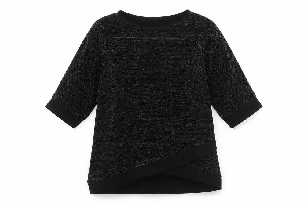 Quiz Women’s Black Glitter Tunic Blouse Size 12 Party Top