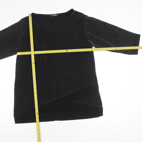 Quiz Women’s Black Glitter Tunic Blouse Size 12 Party Top