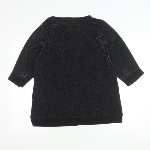 Quiz Women’s Black Glitter Tunic Blouse Size 12 Party Top