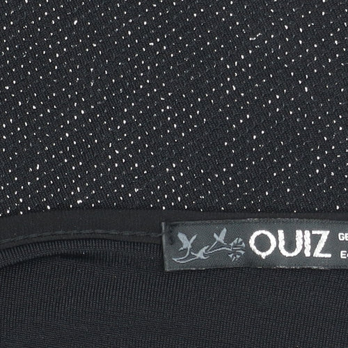 Quiz Women’s Black Glitter Tunic Blouse Size 12 Party Top