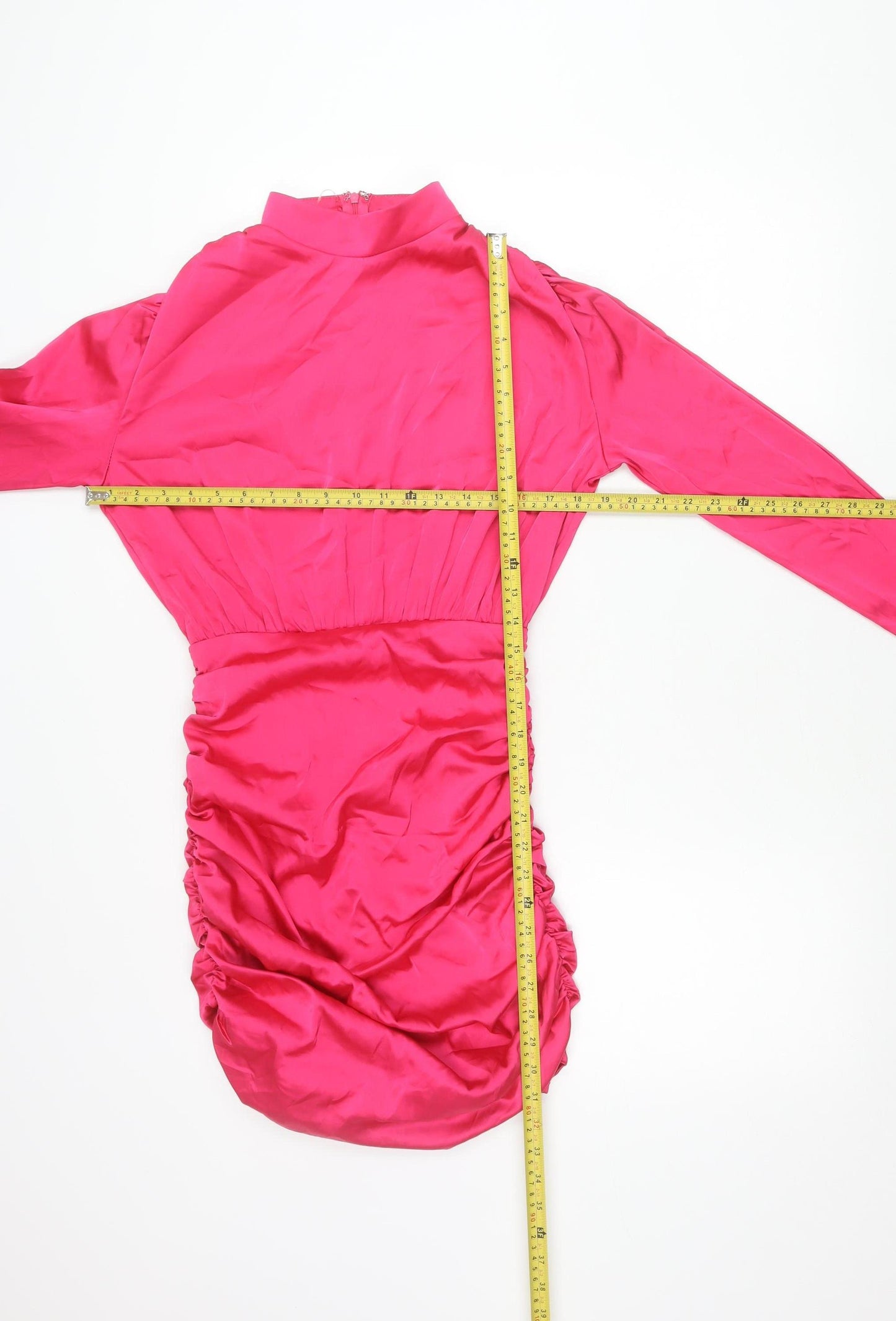 Rare London Women's Pink Size 8 Bodycon Mini Dress Ruched Long Sleeve