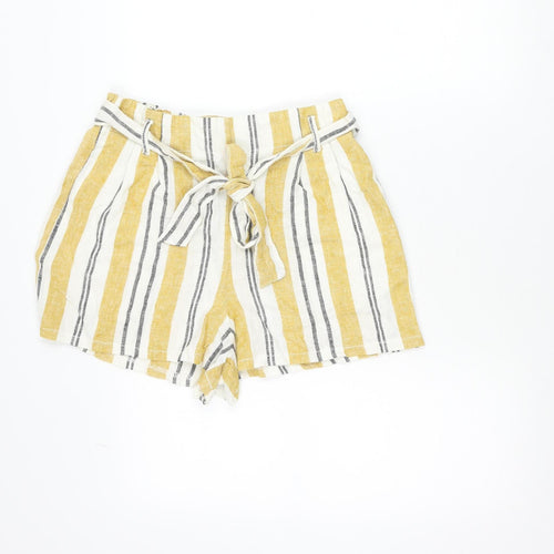 F&F Women’s Multicoloured Stripe Wrap Skort Size 12 Linen Blend