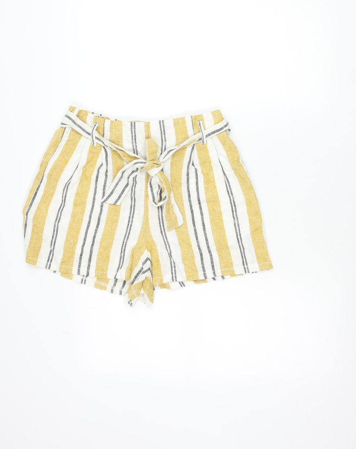 F&F Women’s Multicoloured Stripe Wrap Skort Size 12 Linen Blend
