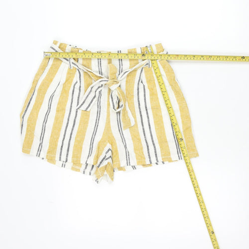 F&F Women’s Multicoloured Stripe Wrap Skort Size 12 Linen Blend